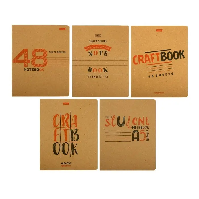 Тетрадь 48 листов, в клетку, "КРАФТ", обложка крафт-картон, блок офсет 65г/м&sup2;, МИКС