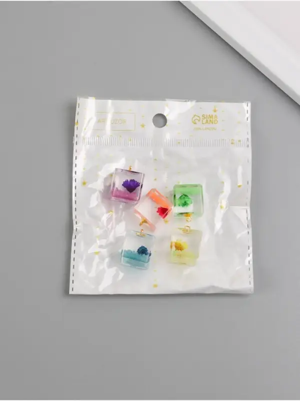 Подвеска для творчества акрил "Цветок в кубе" светится в темноте МИКС 1,6х1,6х1,8 см