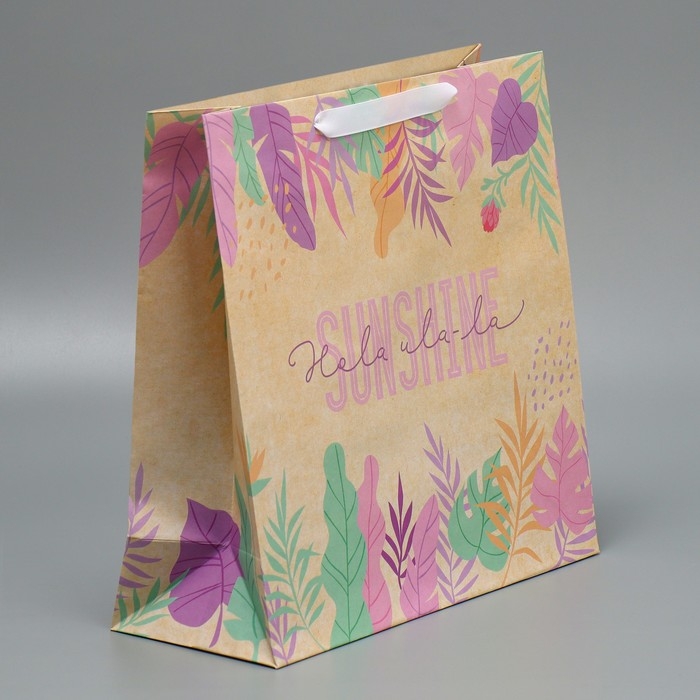 Пакет подарочный крафтовый квадратный, упаковка, &laquo;Sunshine&raquo;, 30 х 30 х 12 см