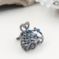 Крабик для волос &laquo;Синий туман&raquo;, павлин, 2.5 см, серебро