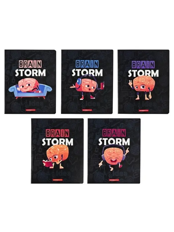 Тетрадь 48 листов, в клетку &laquo;Мозговой штурм&raquo;, мелованный картон, МИКС