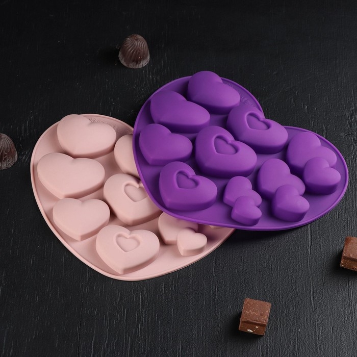 Форма для шоколада &laquo;Лямур&raquo;, силикон, 20,5&times;19&times;2 см, 9 ячеек, цвет МИКС
