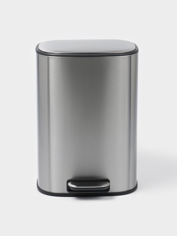 Ведро мусорное с педалью, 12л, нерж. сталь, цвет хром матовый