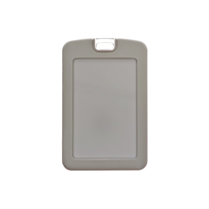 Бейдж вертикальный, внешний 110х70 мм, внутренний 83х52 мм, силиконовый, серый