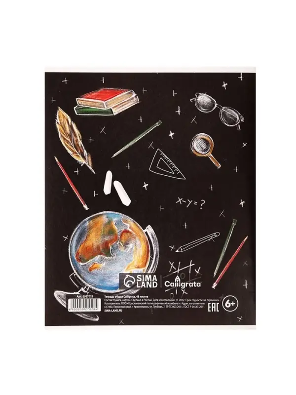 Тетрадь предметная 48 листов в клетку, Calligrata &laquo;Доска. Физика&raquo;, обложка мелованный картон