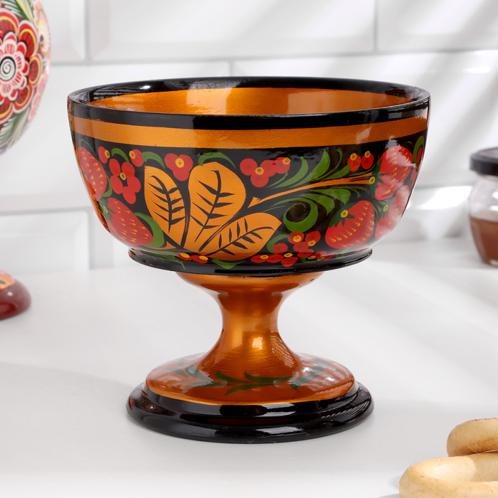 Конфетница,  14&times;14 см, хохлома