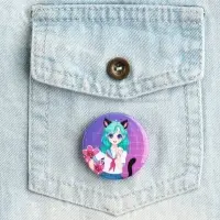 Значок закатной аниме &laquo;Девушка с ушками&raquo;, d=3.8 см