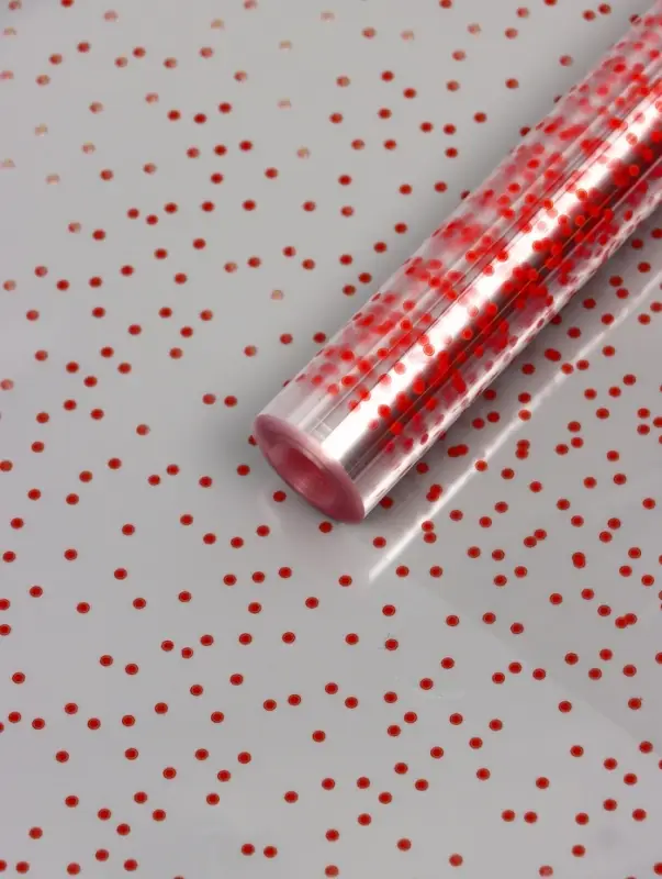 Пленка прозрачная с рисунком &laquo;Крупинки&raquo; Красный 0.7&times;8.2&plusmn;5%м