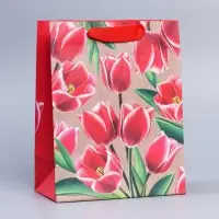 Пакет подарочный крафтовый, упаковка, &laquo;8 марта&raquo;, MS 23 х 18 х 10 см