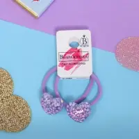 Резинки для волос &laquo;Веста&raquo;, набор 2 шт., сердце, 3 см, сиреневые