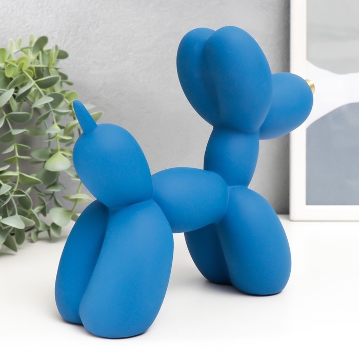 Сувенир полистоун "Воздушный шарик - собачка с золотым носиком" синий 7,5х20,5х17,5 см