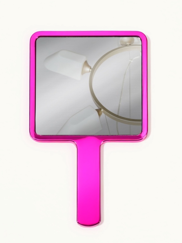 Зеркало с руч квад-т (1) б/увел ГАЛЬВАНИКА 16*9см пласт роз подвес QF