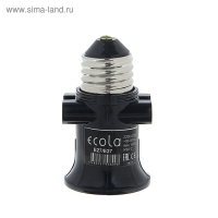 Переходник Ecola, с цоколя Е27 на Е27, с выходом на розетки, 75 х 45 мм