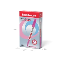 Маркер текстовыделитель 0.6-4.0 мм ErichKrause V-15 розовый, флуоресцентные чернила на водной основе