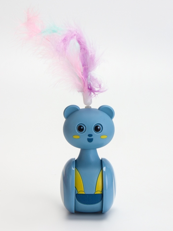 Игрушка-неваляшка с пером под лакомство, 11 х 6 см, Микс цветов