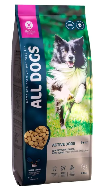 ALL DOGS корм сухой д/соб. активных, пп, 20 кг