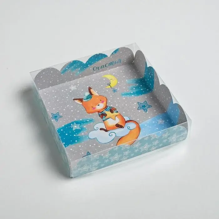 Коробка для кондитерских изделий с пластиковой крышкой &laquo;Зимнего счастья&raquo;, 13 х 13 х 3 см