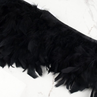 Тесьма с перьями индюка, 13-17 см, 5 &plusmn; 0,5 м, цвет чёрный