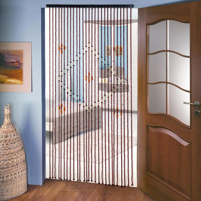 Занавеска декоративная деревянная &laquo;Ромб&raquo;, 90&times;180 см, 27 нитей