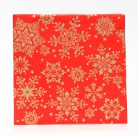 Новый год. Салфетки бумажные Home Classic "Золотые снежинки на красном", 3 слоя,33x33, 20 листов