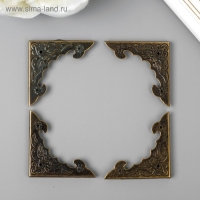 Уголок металл "Рельефный" бронза набор 4 шт 3,8х3,8 см