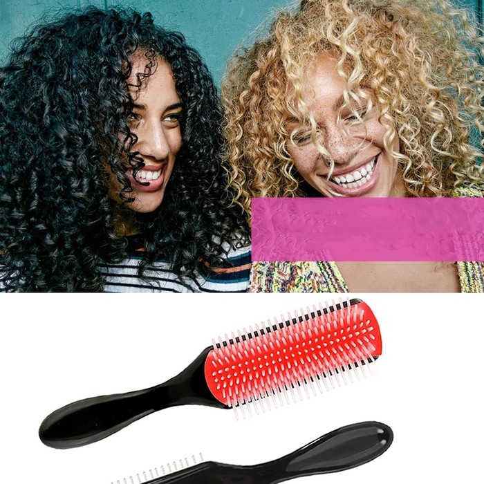Расчёска массажная, 4,5 &times; 19 см, цвет чёрный/розовый