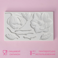 Молд Доляна &laquo;Магнолия&raquo;, силикон, 19&times;11,3&times;1,2 см, цвет белый
