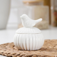 Банка керамическая для специй &laquo;Соловушка&raquo;, 130 мл, керамическая, цвет белый