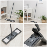 Швабра для мытья пола плоская Доляна, насадка из микрофибры 43&times;14 см, телескопическая ручка 80(120) см