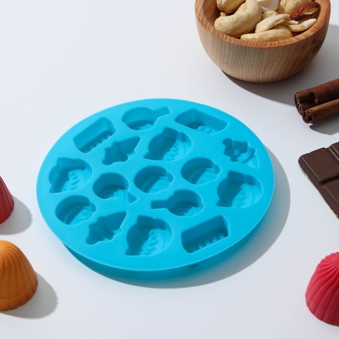 Форма для мармелада Доляна &laquo;Сладости&raquo;, силикон, d=12 см, 16 ячеек, цвет МИКС