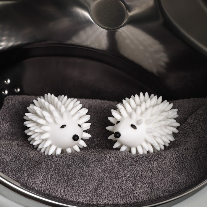 Шарики для стирки белья Доляна &laquo;Ёжики&raquo;, 2 шт, цвет белый