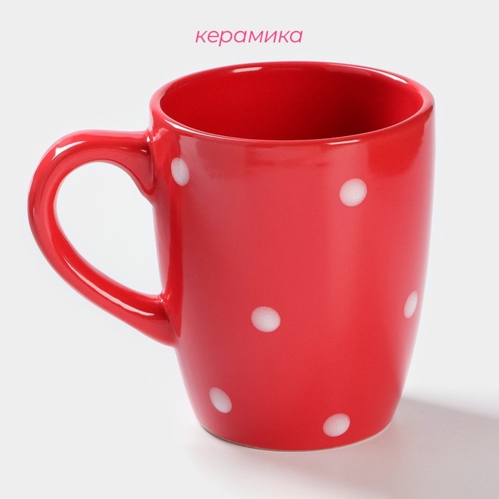 Кружка Доляна &laquo;Красный горох&raquo;, 360 мл, цвет красный