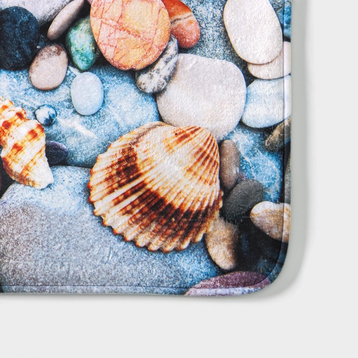 Коврик для ванной и туалета Доляна &laquo;Ракушки на камушках&raquo;, 45&times;75 см