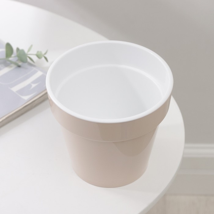 Кашпо для цветов со вставкой &laquo;Порто&raquo;, 1 л, цвет жемчужный