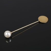 Основа &laquo;Брошь-игла&raquo; с бусиной d=1 см (набор 5 шт.), L=7,5 см, площадка 1,5 см, цвет золото