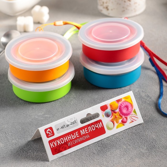 Стакан силиконовый складной с крышкой Доляна &laquo;Айли&raquo;, 180 мл, 9&times;8,5&times;9 см, цвет МИКС