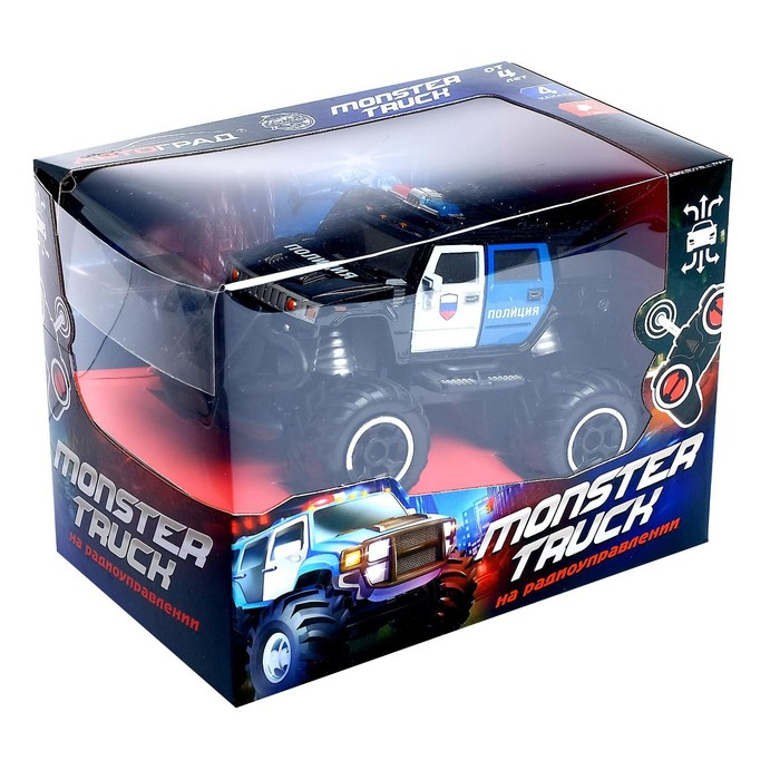 Джип радиоуправляемый &laquo;Полиция&raquo;, работает от батареек, цвет чёрный