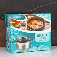Кастрюля &laquo;Диана&raquo;, 6 л, d=24 см, капсульное дно, стеклянная крышка, индукция