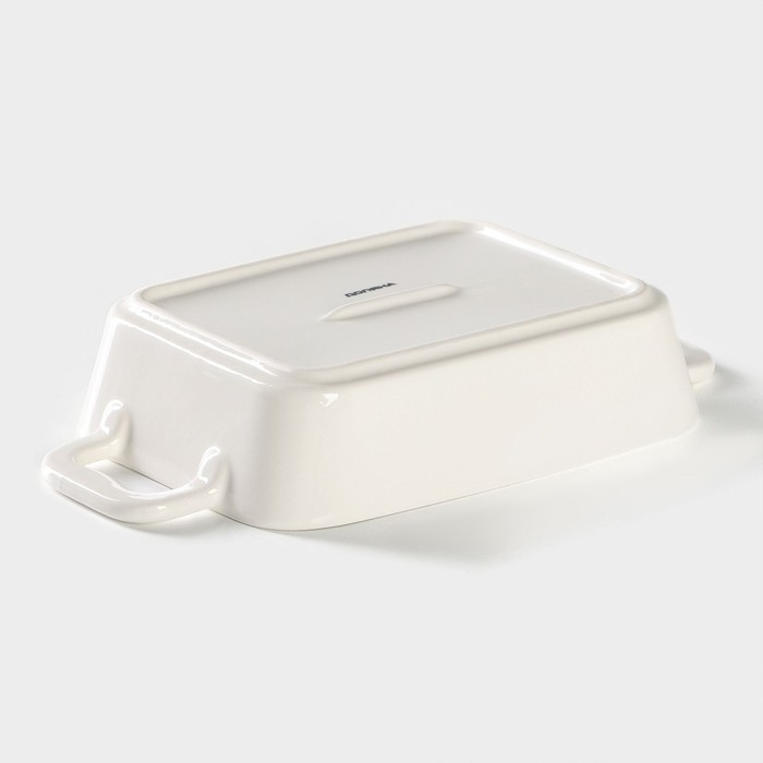 Форма для запекания из жаропрочной керамики Доляна &laquo;Долли&raquo;, 900 мл, 27,5&times;15,5&times;5,3 см (с ручками), 20,5&times;15,5&times;5 см (без ручек), цвет белый