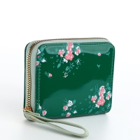 Кошелёк женский на молнии, лакированный, цвет зелёный