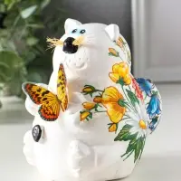 Копилка "Кот с букетом" 13,5х11х13,5 см