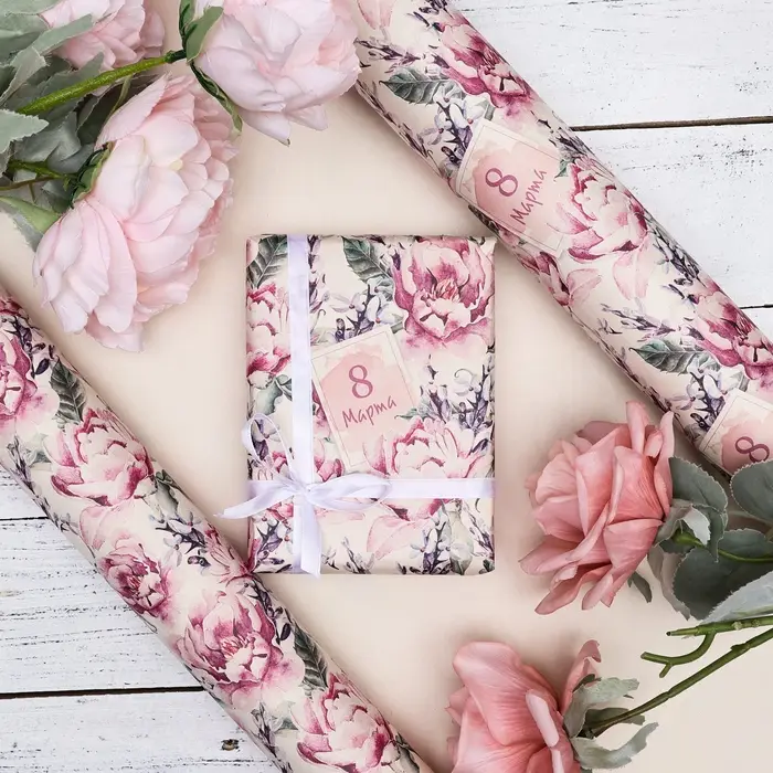 Бумага упаковочная, крафт &laquo;С 8 Марта! &raquo;, 60&times;90 см