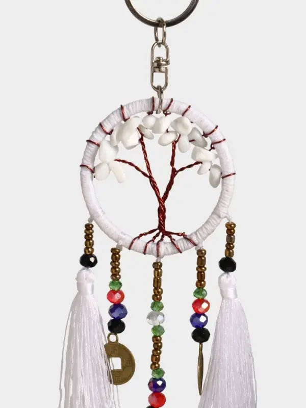 Брелок ловец снов "Древо" 19 см, цв. белый