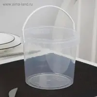 Ведро с ручкой одноразовое, пластик, 1 л, пищевое, прозрачное