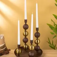 4 подсвечника на тарелке со сферами, шоколад 25,5х22,5х32 см