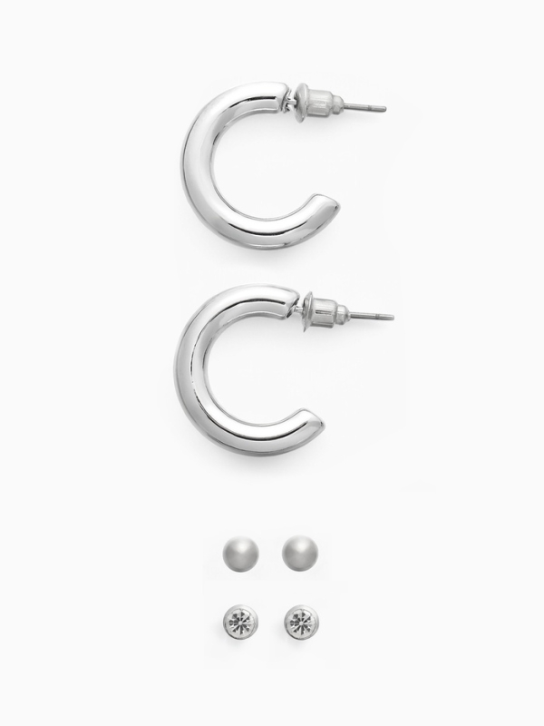 Набор серьги 3 пары &laquo;Классика&raquo; кольца, цвет серебро