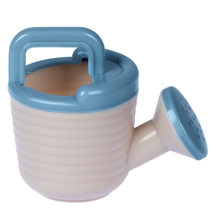 Песочный набор: ведро 1,2 л, лопатка,грабли,4 формочки, лейка 0,2 л, бледно-розовый