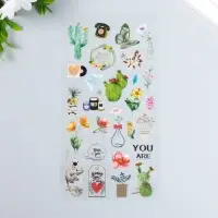 Наклейка пластик "Кактусы и цветы" 10,3х22,5 см