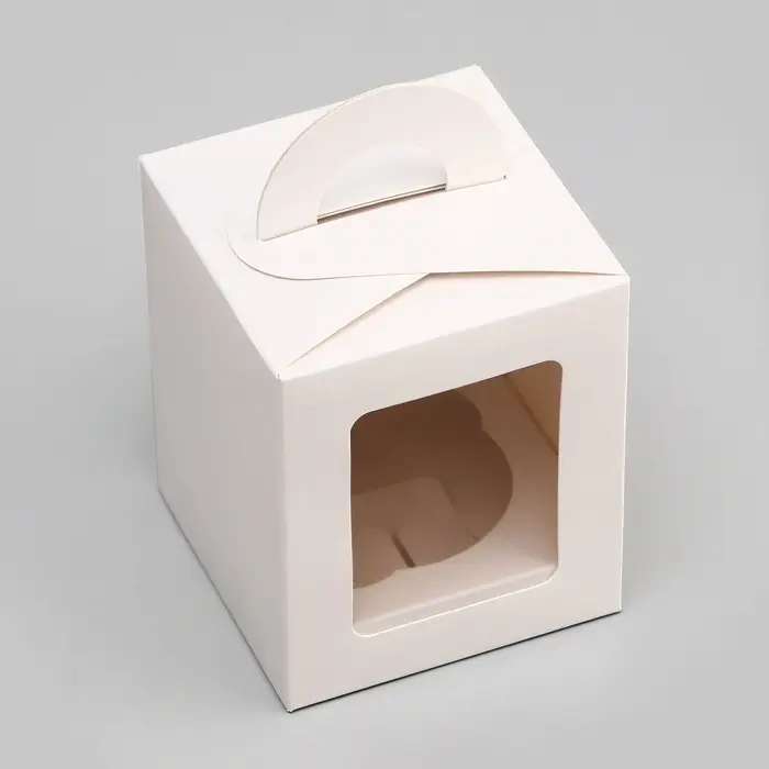 Коробка для 1 капкейка, белая, 9.2&times;9.2&times;11.1 см