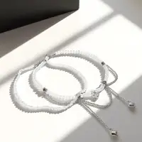 Колье "Акцент" сердце, двойное, цвет белый в серебре